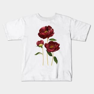 Burgundy peonies Kids T-Shirt